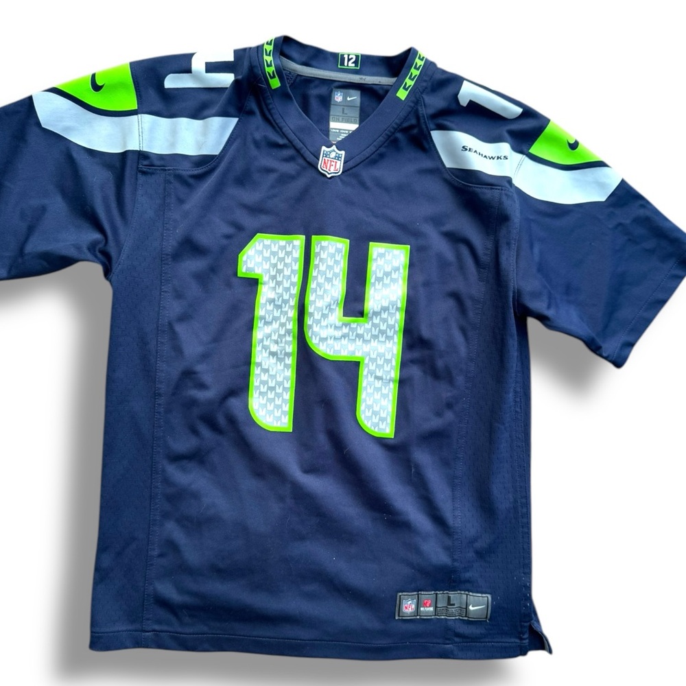 Nike Kids Large Seahawks Jersey (Metcalf) - Navy and Green